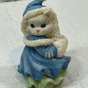VTG 1995 Enesco Calico Kitten Resin Figurine "I'll Be Home For Christmas" 3.5"x2